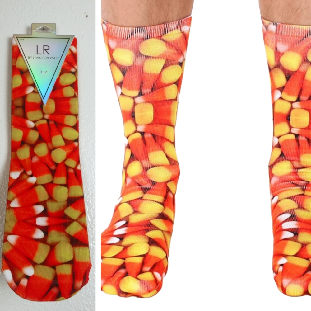 Living Royal Crew Shocks Unisex Candy Corn Print Halloween